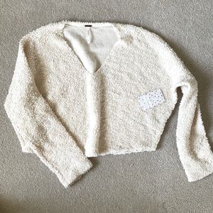 NWT Free People cream cropped sweater top XS